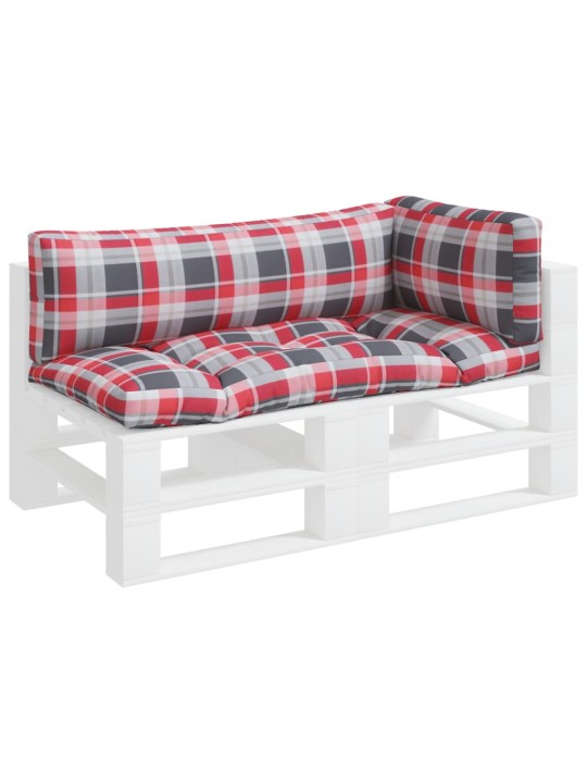 Podušky na palety 3 ks červené kárované textil