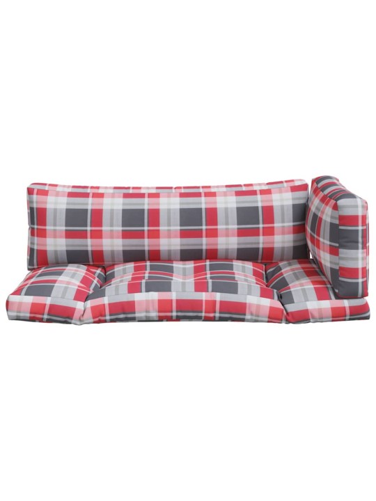 Podušky na palety 3 ks červené kárované textil