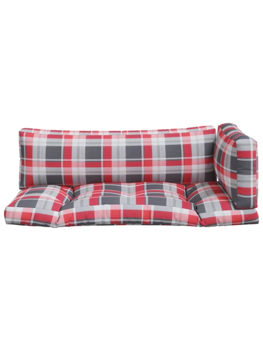 Podušky na palety 3 ks červené kárované textil
