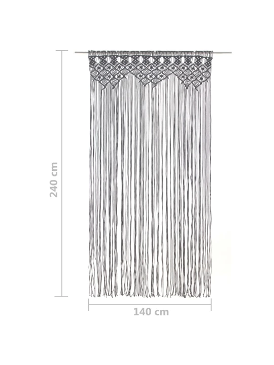 Macramé závěs antracitový 140 x 240 cm bavlna