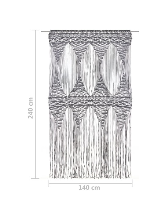 Macramé závěs antracitový 140 x 240 cm bavlna