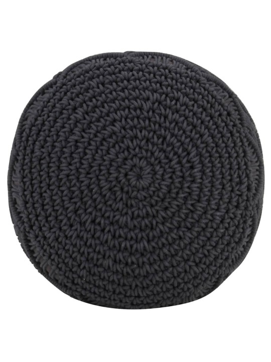 Ručně vyrobený sedací puf macramé antracitový 45 x 30 cm bavlna