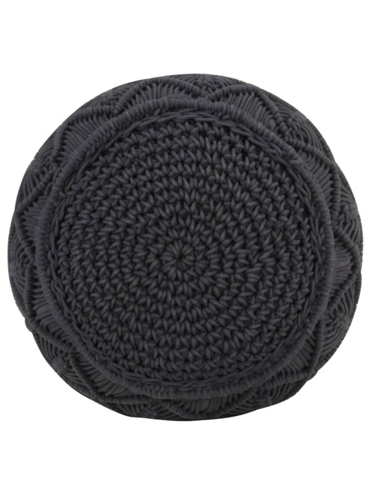 Ručně vyrobený sedací puf macramé antracitový 45 x 30 cm bavlna
