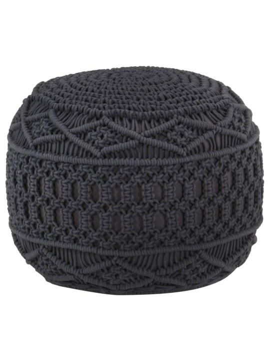 Ručně vyrobený sedací puf macramé antracitový 45 x 30 cm bavlna