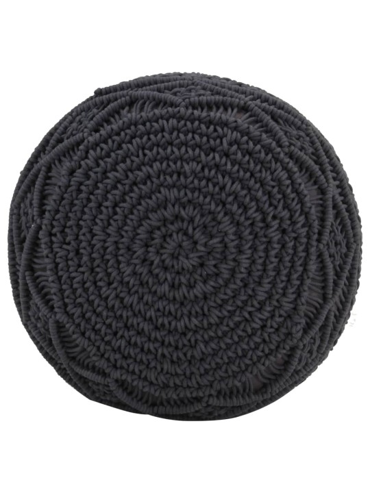 Ručně vyrobený sedací puf macramé antracitový 45 x 30 cm bavlna