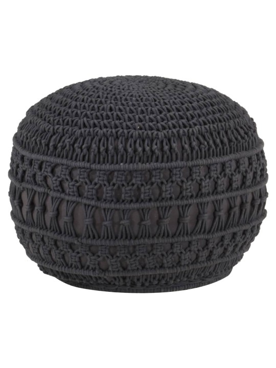 Ručně vyrobený sedací puf macramé antracitový 45 x 30 cm bavlna