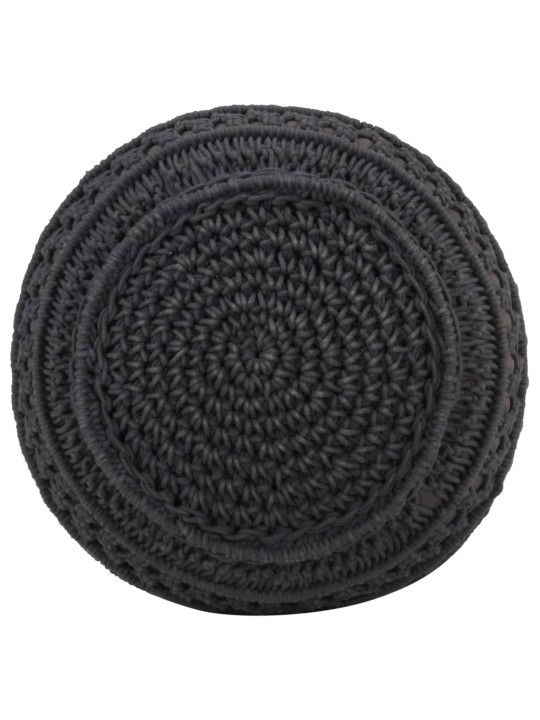 Ručně vyrobený sedací puf macramé antracitový 45 x 30 cm bavlna