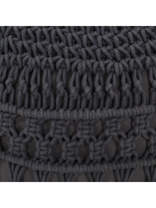 Ručně vyrobený sedací puf macramé antracitový 45 x 30 cm bavlna