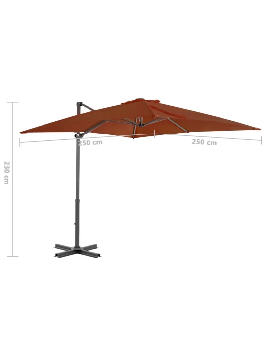 Boční zahradní slunečník s hliníkovou tyčí terakota 250x250 cm