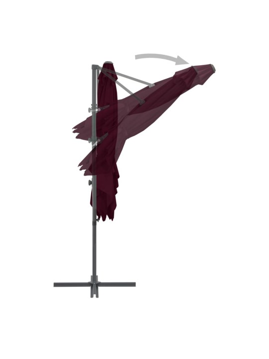 Boční zahradní slunečník s ocelovou tyčí bordó 250 x 250 cm