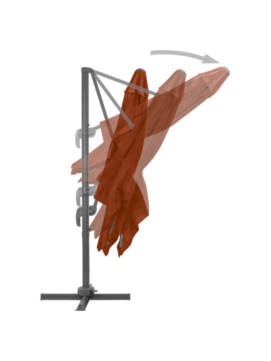 Boční zahradní slunečník s hliníkovou tyčí terakota 300x300 cm
