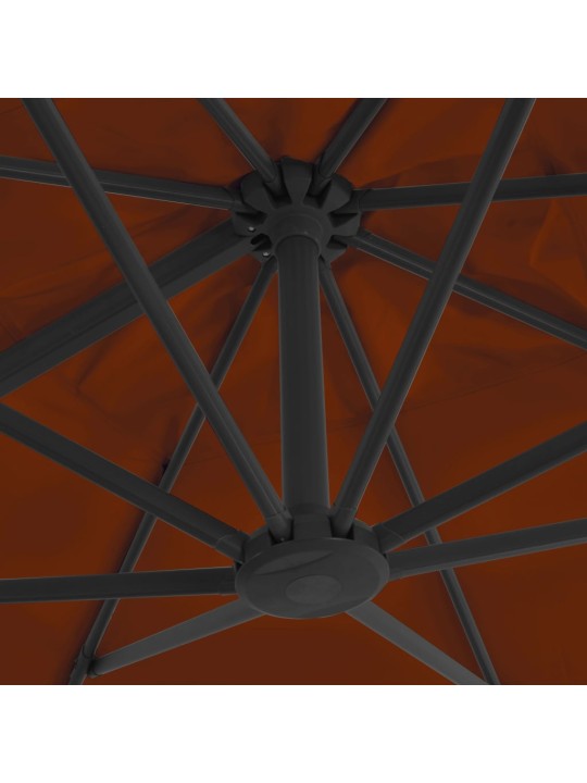 Boční zahradní slunečník s hliníkovou tyčí terakota 300x300 cm