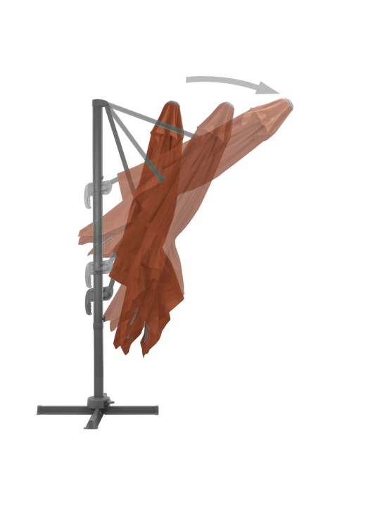 Boční zahradní slunečník s hliníkovou tyčí terakota 400x300 cm