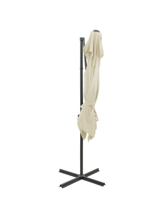 Boční zahradní slunečník s dvojitou stříškou pískový 250x250 cm
