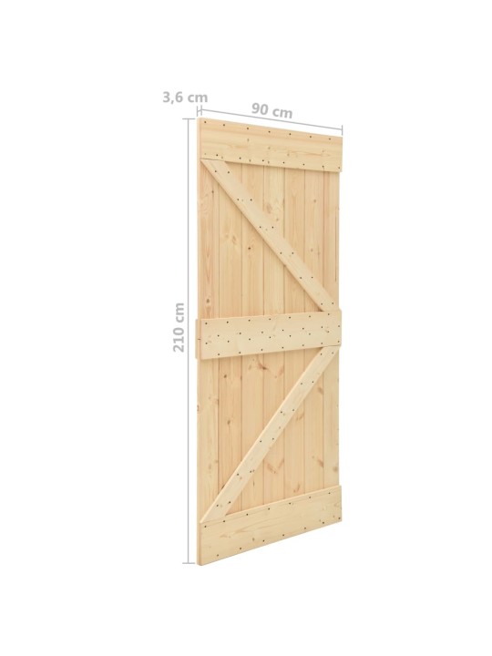 Posuvné dveře se setem kování 90 x 210 cm masivní borové dřevo