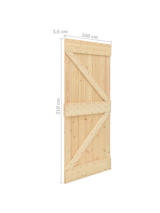 Posuvné dveře se setem kování 100 x 210 cm masivní borové dřevo
