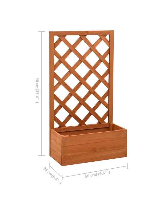 Zahradní truhlík s treláží oranžový 50x25x90 cm masivní jedle