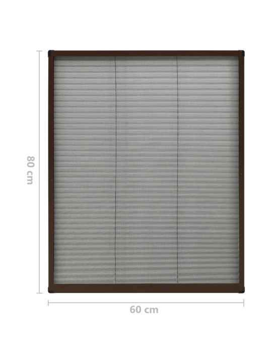 Plisovaná okenní síť proti hmyzu hliník hnědá 60 x 80 cm