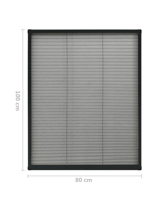 Plisovaná okenní síť proti hmyzu hliník antracitová 80 x 100 cm