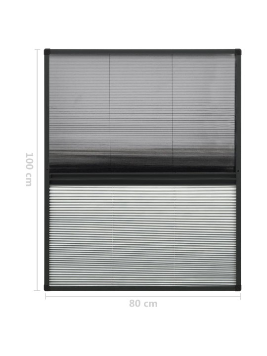 Plisovaná okenní síť proti hmyzu se zástěnou hliník 80 x 100 cm