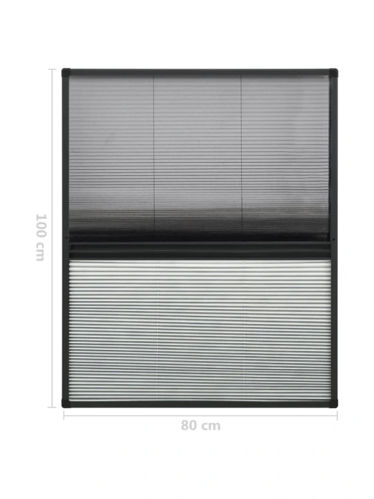 Plisovaná okenní síť proti hmyzu se zástěnou hliník 80 x 100 cm