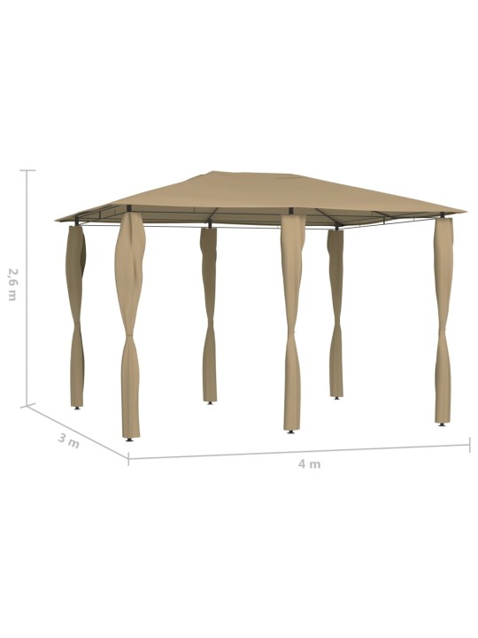 Altán s krytými sloupky 3 x 4 x 2,6 m taupe 160 g/m²
