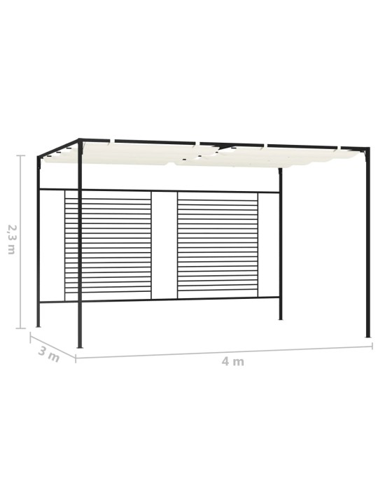 Altán se zatahovací střechou 3 x 4 x 2,3 m krémový 180 g/m²
