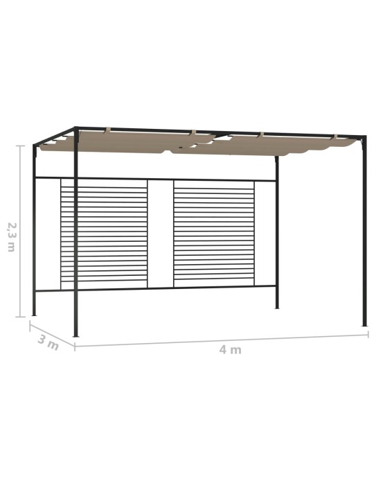 Altán se zatahovací střechou 3 x 4 x 2,3 m taupe 180 g/m²