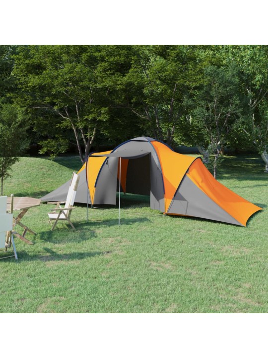 Kempingový stan pro 6 osoby šedo-oranžový