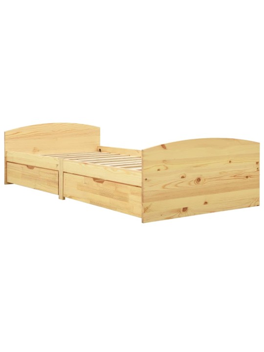 Rám postele se 2 zásuvkami masivní borovice 90 x 200 cm