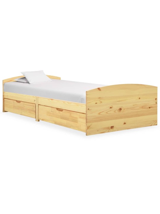 Rám postele se 2 zásuvkami masivní borovice 90 x 200 cm