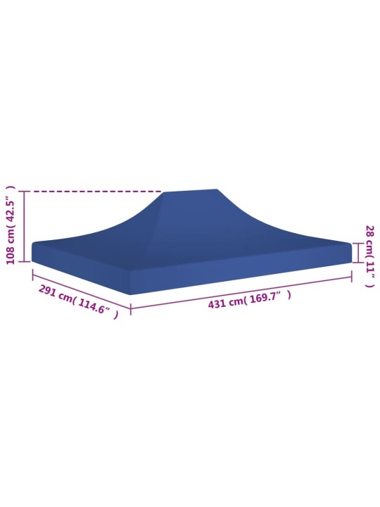 Střecha k party stanu 4,5 x 3 m modrá 270 g/m²