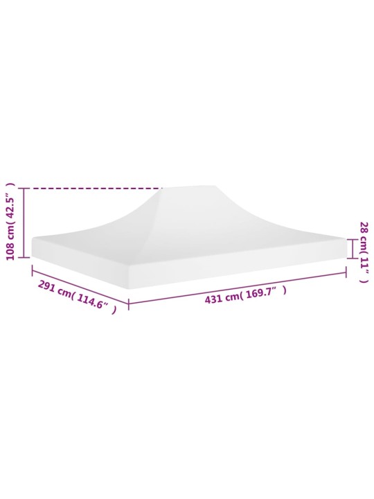 Střecha k party stanu 4,5 x 3 m bílá 270 g/m²
