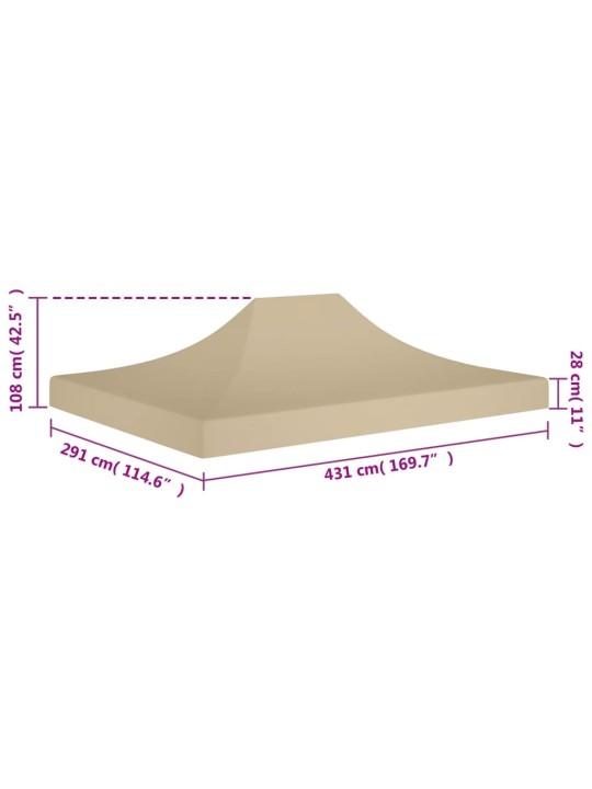 Střecha k party stanu 4,5 x 3 m béžová 270 g/m²