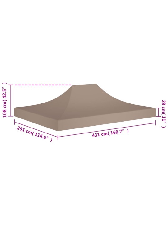 Střecha k party stanu 4,5 x 3 m taupe 270 g/m²