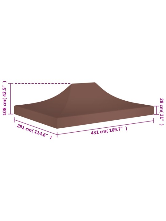 Střecha k party stanu 4,5 x 3 m hnědá 270 g/m²