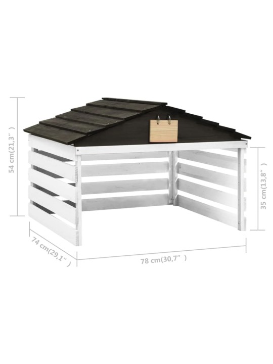 Garáž na robotickou sekačku černobílá 78x74x54 cm jedlové dřevo