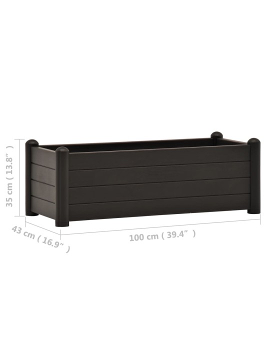 Vyvýšený záhon PP antracitový 100 x 43 x 35 cm