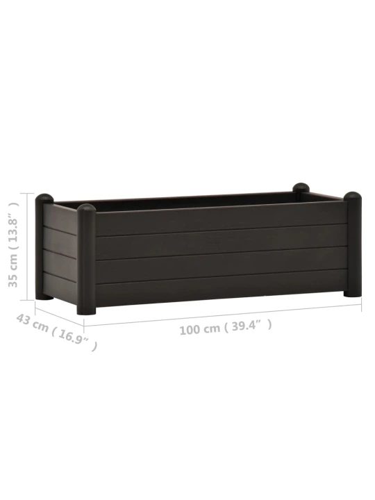 Vyvýšený záhon PP antracitový 100 x 43 x 35 cm