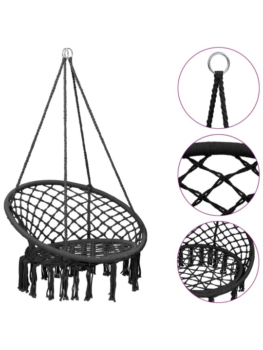 Závěsné houpací křeslo 80 cm antracitové