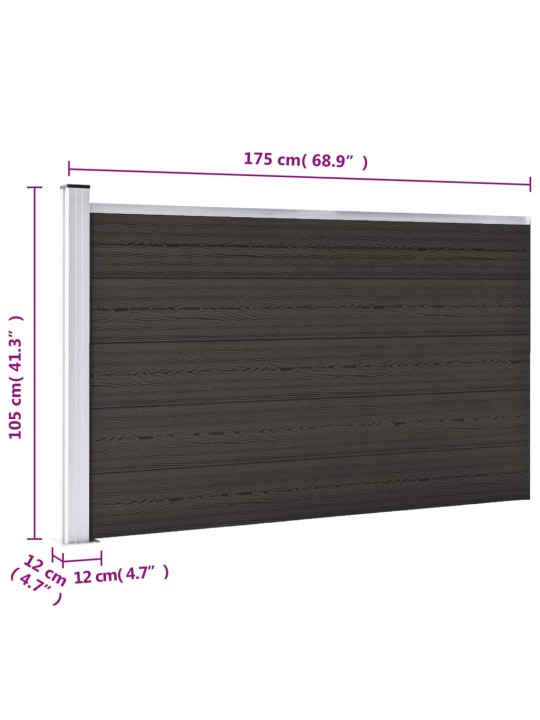 Plotový dílec WPC 175 x 105 cm černý