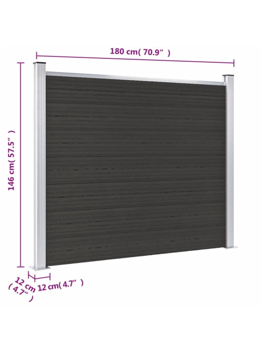 Plotový dílec WPC 180 x 146 cm černý