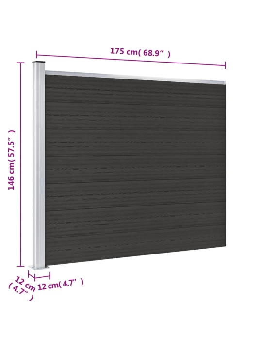 Plotový dílec WPC 175 x 146 cm černý