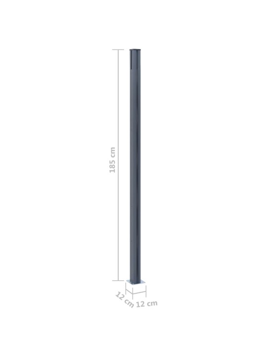 Plotové sloupky 3 ks tmavě šedé 185 cm hliník