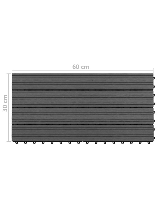 Terasové dlaždice 6 ks WPC 60 x 30 cm 1,08 m² černé