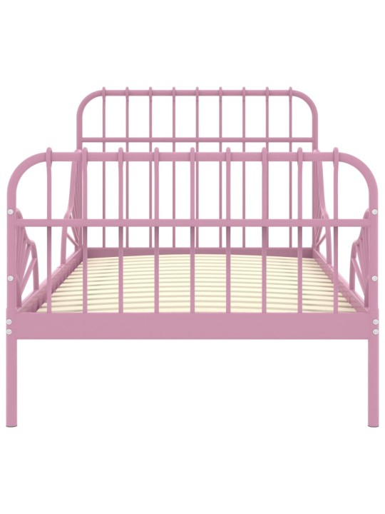 Prodloužitelný rám postele růžový kov 80 x 130/200 cm