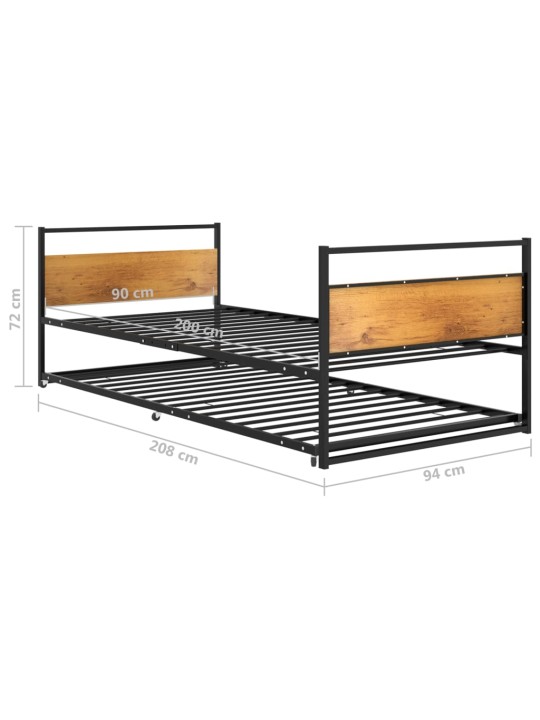 Rám vysouvací postele černý kov 90 x 200 cm