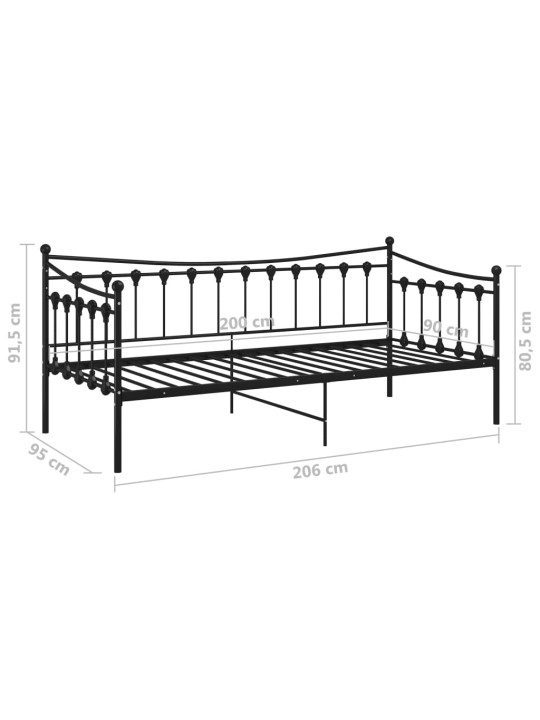 Rám rozkládací postele černý kovový 90 x 200 cm
