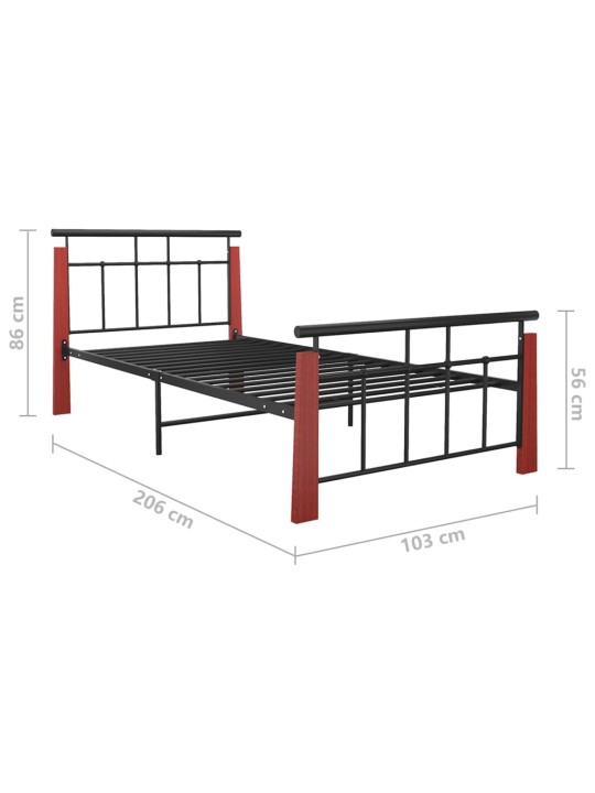 Rám postele kov a masivní dubové dřevo 90 x 200 cm