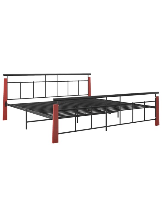Rám postele kov a masivní dubové dřevo 200 x 200 cm